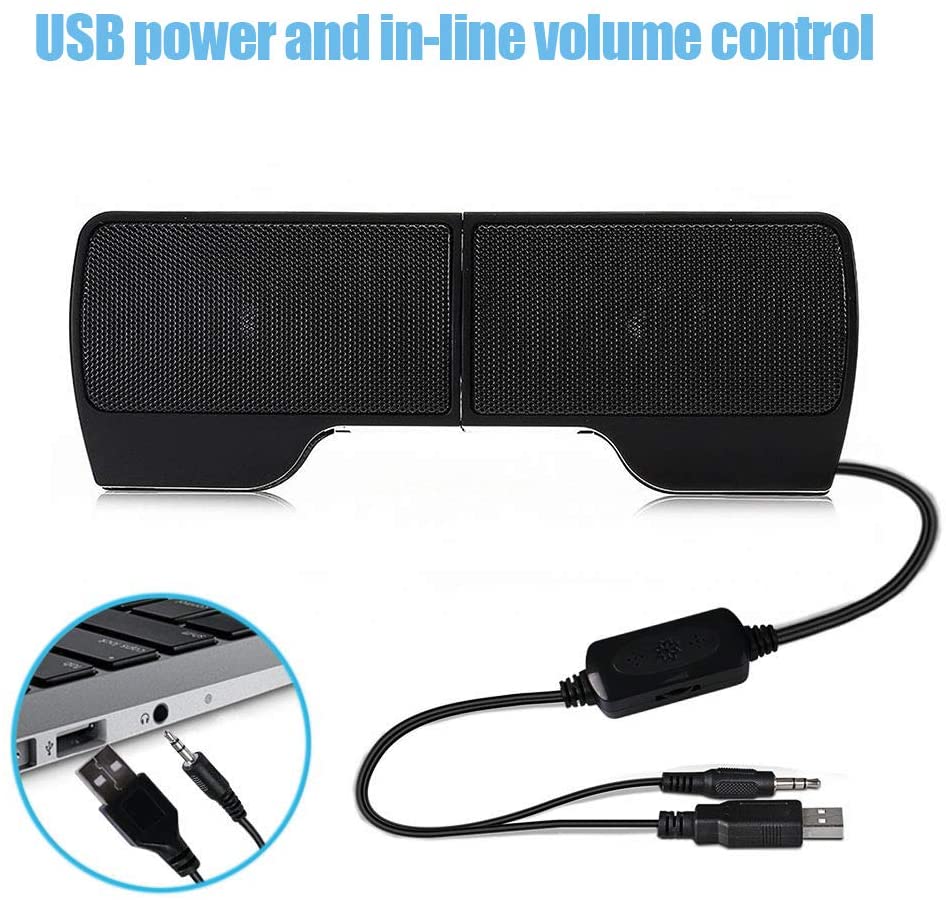 Mini Clip On Laptop Notebook PC Speakers USB Powered Wired Stereo Soundbar - image 5 of 8
