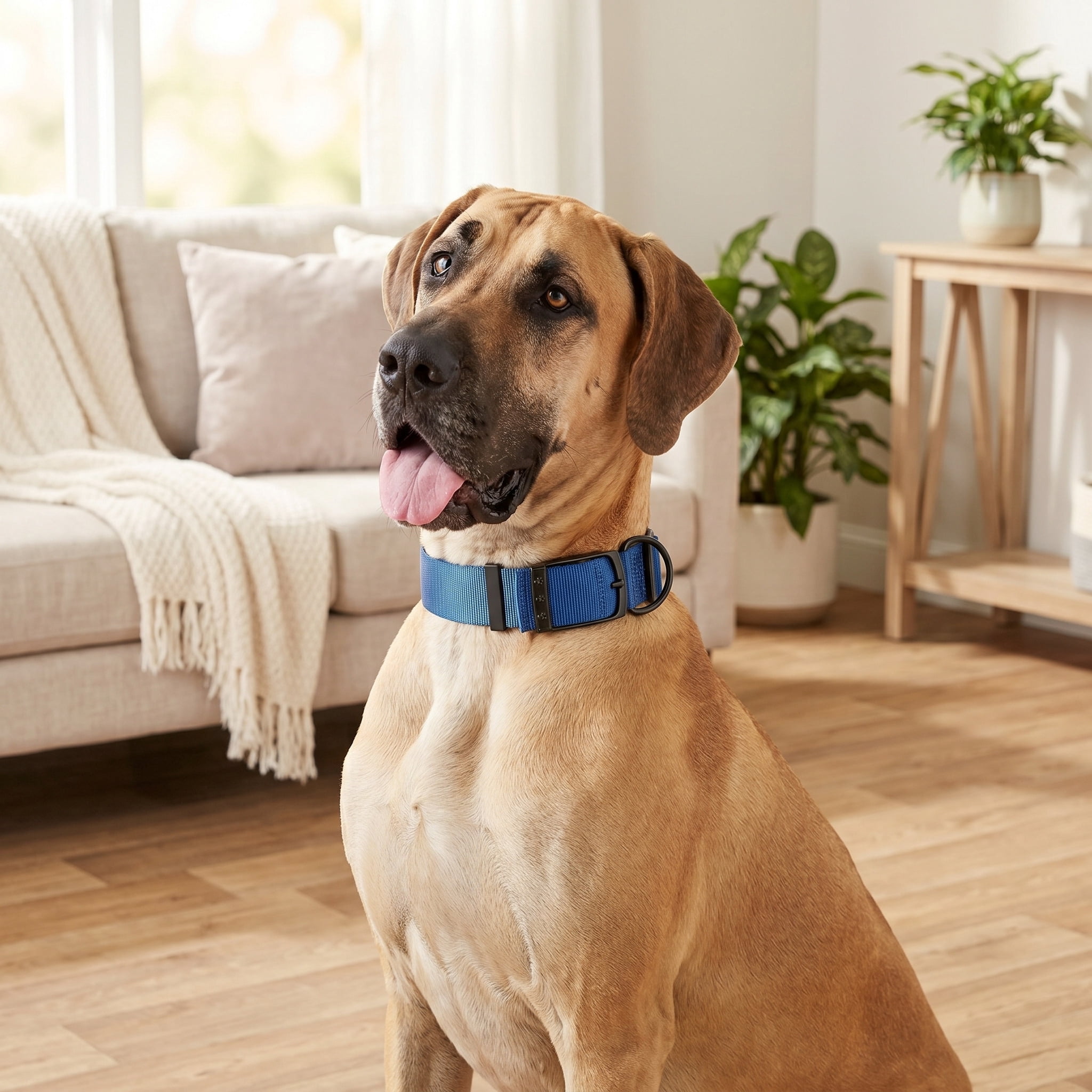 Vibrant Life Solid Polyester Adjustable Dog Collar, Blue, XL