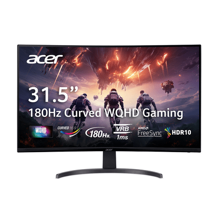 Acer Nitro 31.5” Curved Full HD (2560 x 1440) Widescreen VA Gaming Monitor with AMD FreeSync Premium Technology, 180Hz, 1ms VRB, EDA323QU S3bmiiphx