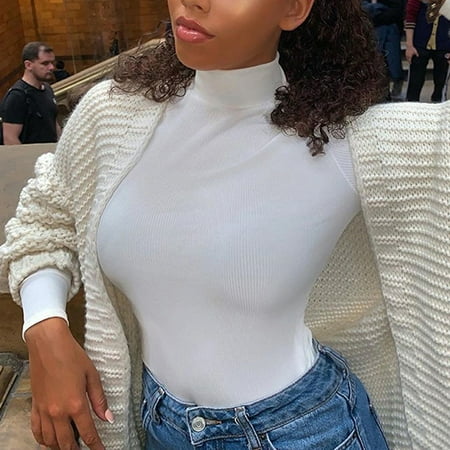 

Women s Fashion Slim Bodysuit High Neck Warm Long Sleeve Shapewear Top