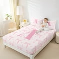 thumbnail image 4 of jejeloiu Monogrammed A 4-Piece Full Sheet Set Bowtie Dinosaur Pink White Microfiber Decor, 4 of 7