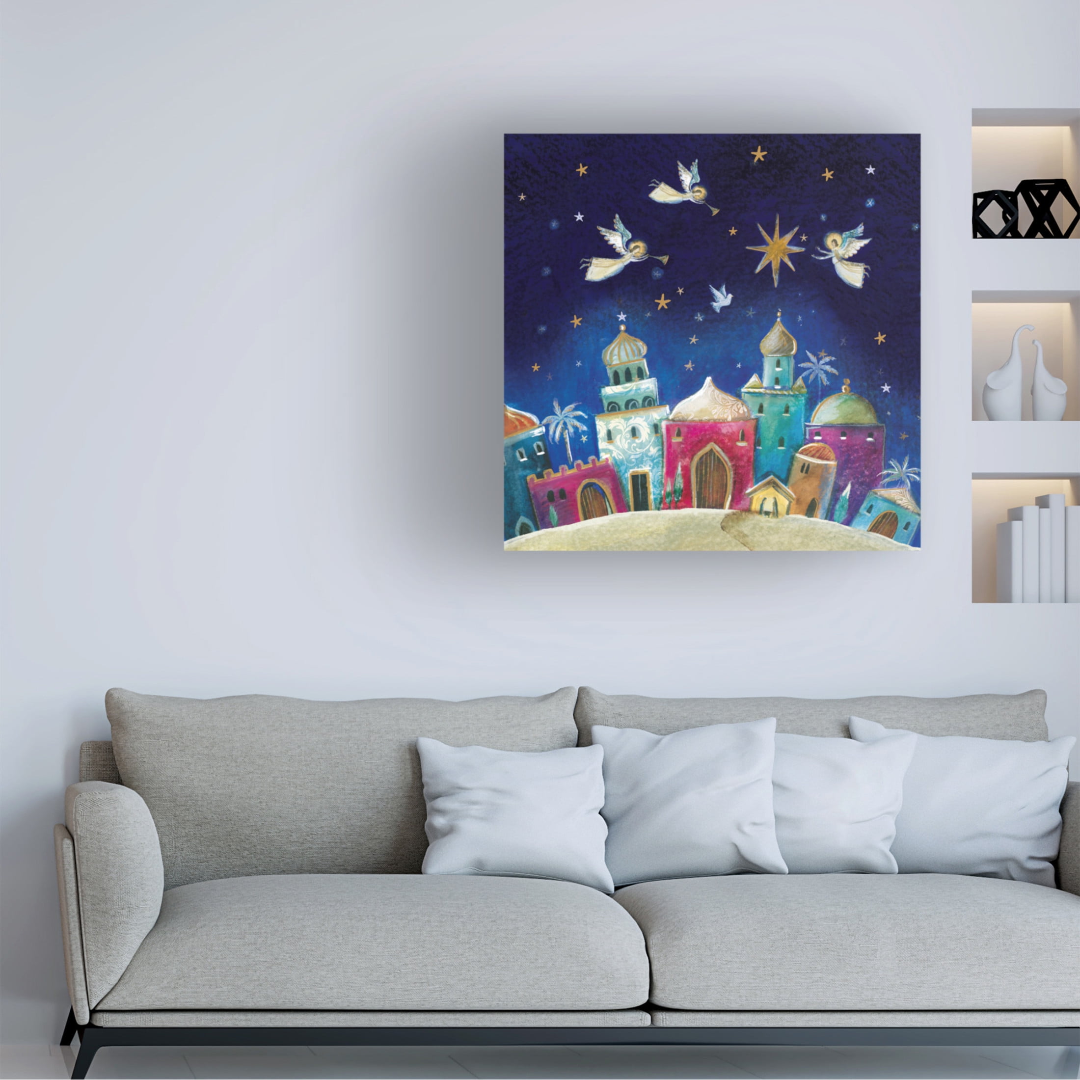 Canvas Wall Art - Paper Dove Co Ltd 'Starry Night' Wall Art for Living Room, Bedroom, or Office Décor by Trademark Fine Art - 35 x 35 Inches