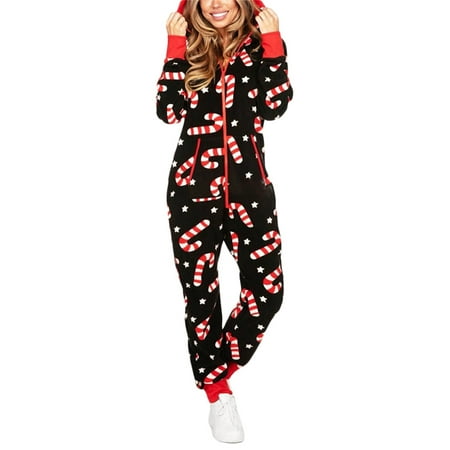 

Sunisery Couples Matching Christmas Pajamas Jumpsuit Hoodie Onesie Cute Union Suit Full Zipper Romper Sleepwear