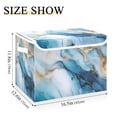 thumbnail image 3 of Blue Marble Large Lidded Bin Foldable Storage Baskets Boxes Cubes Lids with 2 Handles for Home Bedroom Office 16.5x12.6x11.8inch, 3 of 7