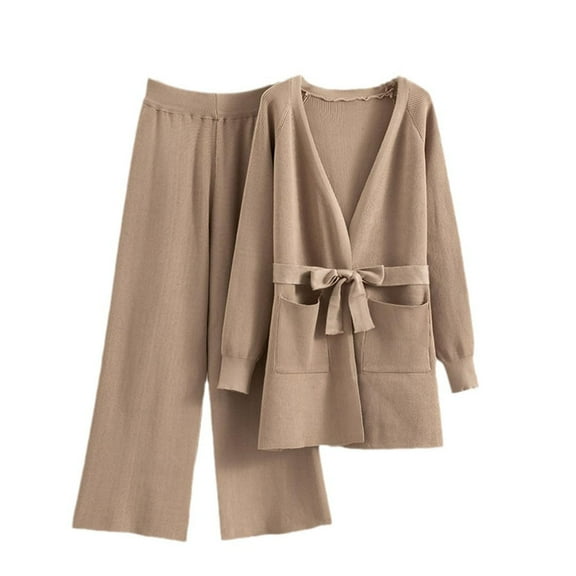 yievot Lounge Sets for Women Cute Long Sleeve Knit Pajama Sets Casual 2 Piece Pajama Outfit Fall Winter Sleepwear Pockets