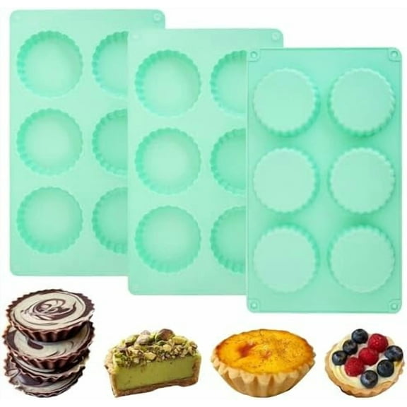 3Pack Mini Tart Pan Silicone, Mini Quiche Pans 3Inch,Non-stick Pie Pans, Egg Tart Mold for Pies, Quiches, Mousse Cakes, Dessert Baking
