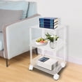 thumbnail image 4 of 3-Tier End Table with Lockable Wheels Acrylic Rolling Side Table 20kg/44.09 lbs, 4 of 10