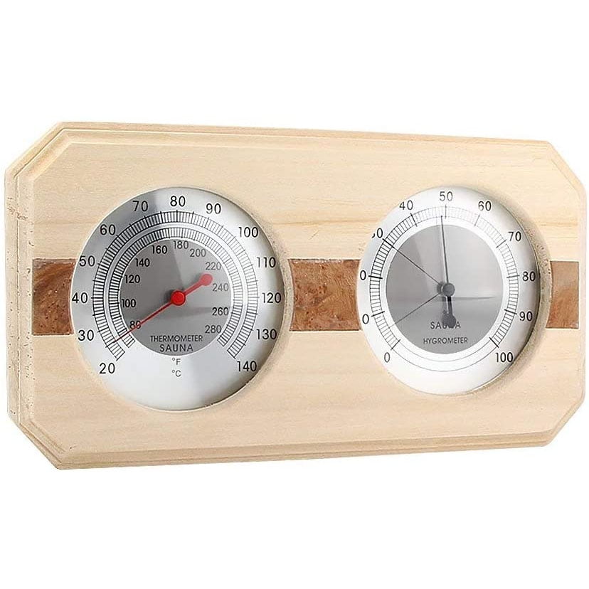 Wood Sauna Hygrothermograph 2 in 1 Double Dial Thermometer Hygrometer