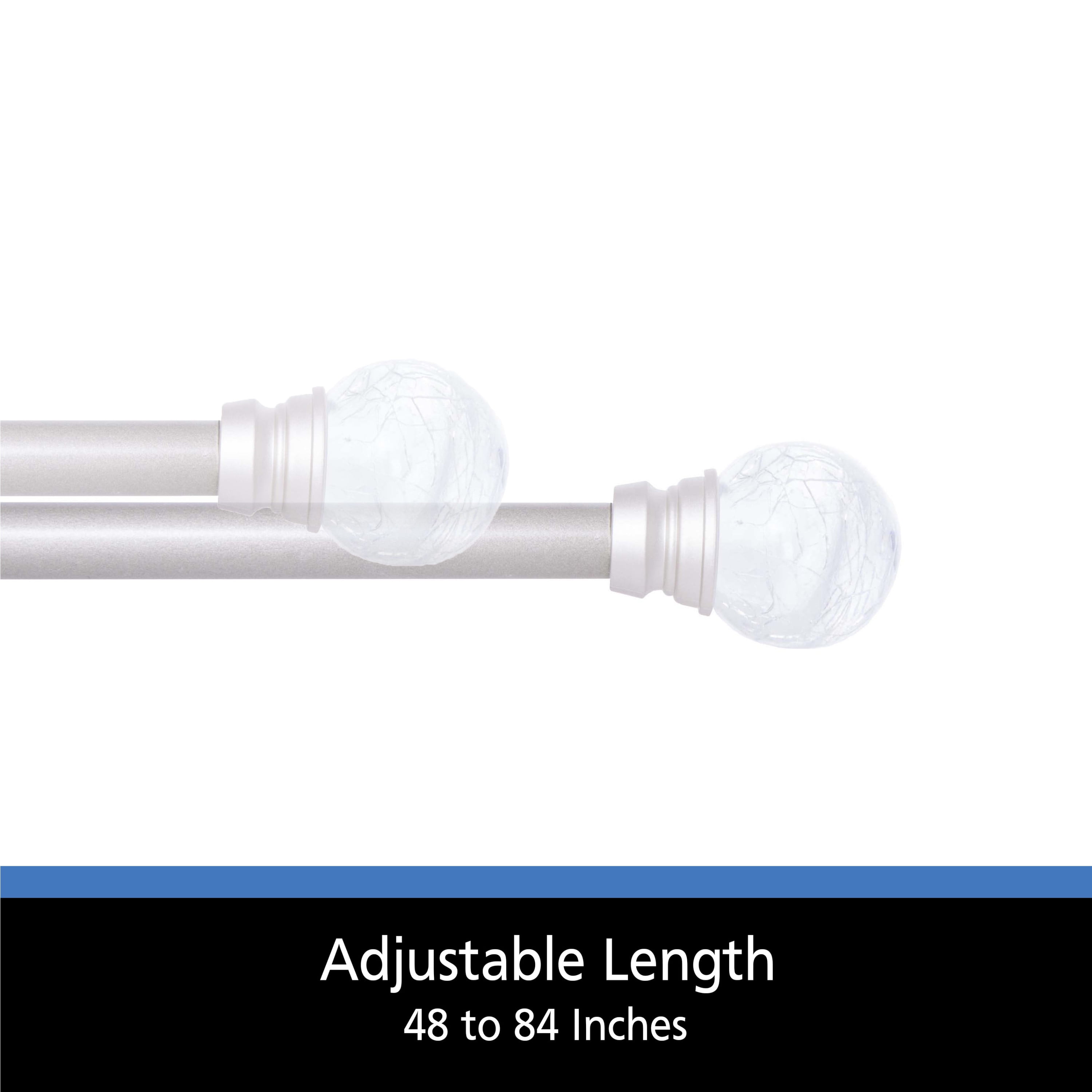 Mainstays 48-84 in. Crackle Petite Café Adjustable Curtain Rod, 1/2 in. Diameter, Brished Nickel