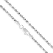 Authentic 925 Sterling Silver 2.5MM Rope Diamond-Cut Chain Necklaces, Solid 925 Italy, Next Level Jewelry