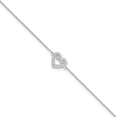 thumbnail image 1 of Sterling Silver Brilliant Embers Rhodium-Pl Cz Heart Anklet With 1In Ext. Made In India qmp1085-9, 1 of 5