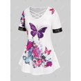 thumbnail image 2 of Camiseta Estampado Floral Mariposa Talla Extra Rosegal  Camisetas tallas grandes, 2 of 5