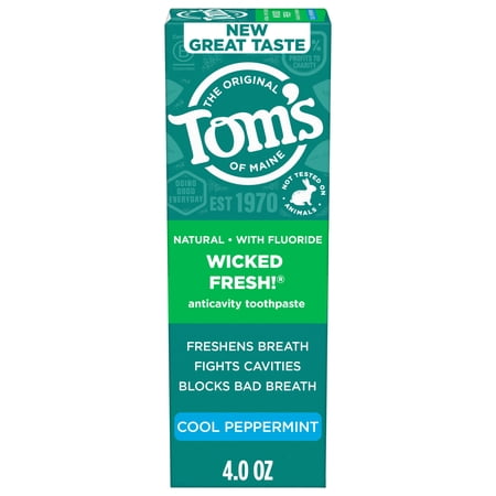 Tom's of Maine Wicked Fresh Natural Anticavity Toothpaste with Fluoride, Cool Peppermint, 4.0 oz