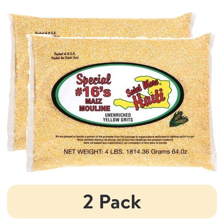 (2 pack) Saint Marc Haiti Unenriched Yellow Grits, 4 lb