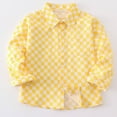 thumbnail image 2 of Odeerbi Toddler Boys Girls Spring Fall Plaid Shirt 1-6 Years Children's Casual Lapel Collar Plaid Single Breasted Long Sleeve Shirt Yellow, 2 of 8
