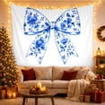 thumbnail image 3 of Blue Floral Ribbon Bow Tapestry, 3 of 7