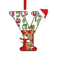 thumbnail image 1 of Juego de 26 adornos navideños con letras | Colgantes acrílicos planos con letras del alfabeto | Adornos navideños de madera roja | Decoración navideña personalizada para casa, oficina o fiesta, 1 of 1