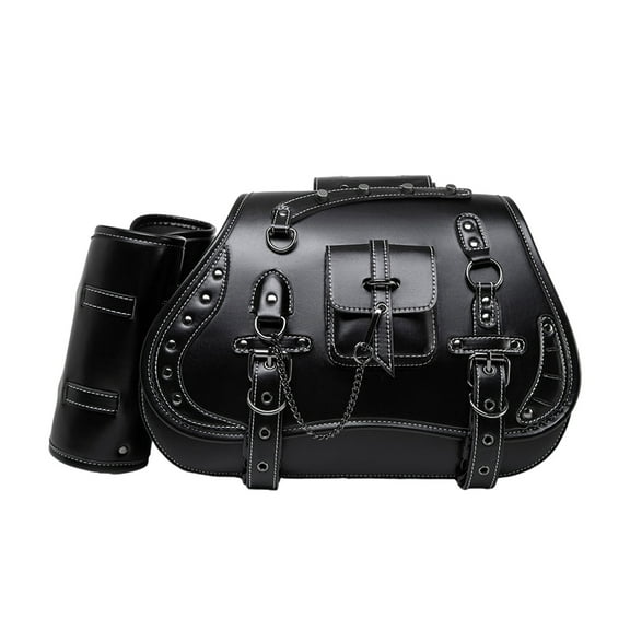 BIBABLYKE 1 Pair Motorcycle Tool Bag Retro Punk Style Saddlebag Waterproof PU Side Bag Pouch Travel Luggage Bag Over Saddlebag