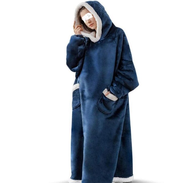 Sudaderas con capucha de alfombra de franela de gran tamaño para mujer, manta de TV usable, sudaderas de lana Sherpa con bolsillo de manga larga, Invierno