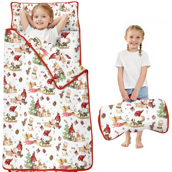 Multicolor Christmas Pattern Toddler Nap Mats for Kids Preschool,50"x20" Sleeping Mat Bag or Kids,Toddler Sleeping Bag,Toddler Nap Mat or Daycare