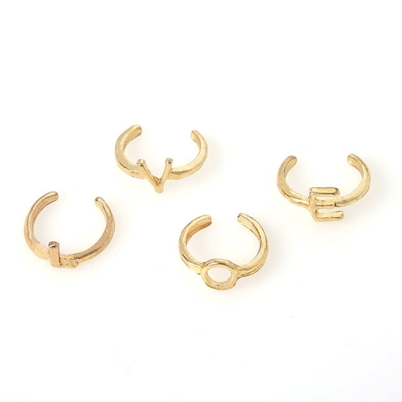 Women's 4-Piece Gold Letter Rings Set: European and American Style, Electroplated Alloy Rings, Fashion Jewelry for Women