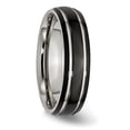 thumbnail image 4 of Auriga Fine Jewelry Stainless Steel Polished Black IP-plated 6 mm Grooved Band for Women Size 10, 4 of 7