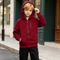 thumbnail image 6 of Besolor Kids Boys Zip up Hoodies Fall Winter Fleece Lined Thermal Warm Long Sleeve Hooded Sweatshirts with Zipper Pockets(10-11 Years,Wine), 6 of 7