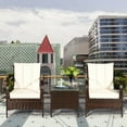 thumbnail image 1 of Costway 3 PCS Patio Wicker Rattan Furniture Set Coffee Table & 2 Rattan Chair W/Cushions, 1 of 10