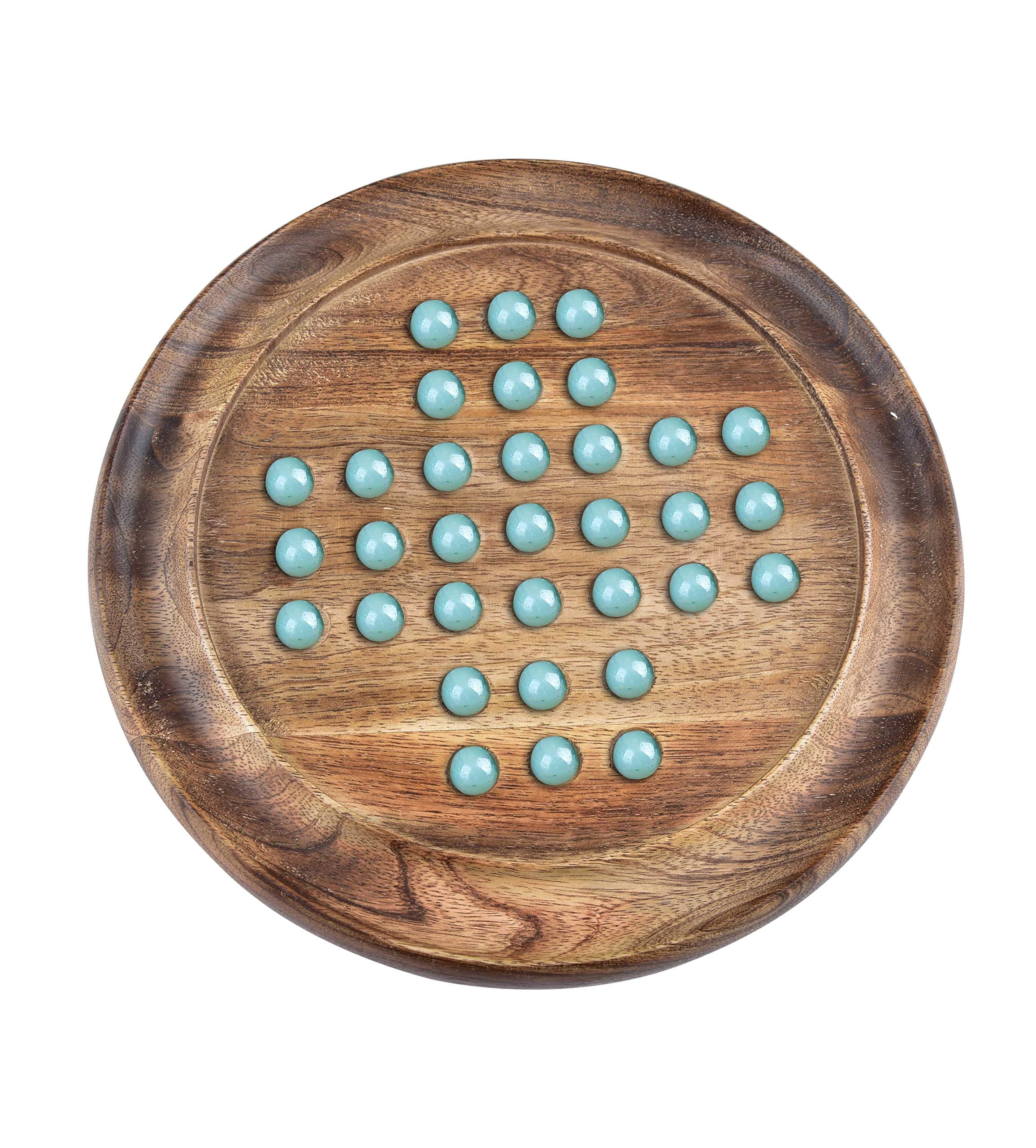 Details about   Wooden Games Solitaire Board with Glass Marbles Brown US 