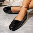 thumbnail image 5 of Women's Square Toe Flats, Faux Leather Slip-On Dress Shoes, Comfortable Wide Width Casual Shoes for Daily Work All Season, Nude/Black, 5 of 8