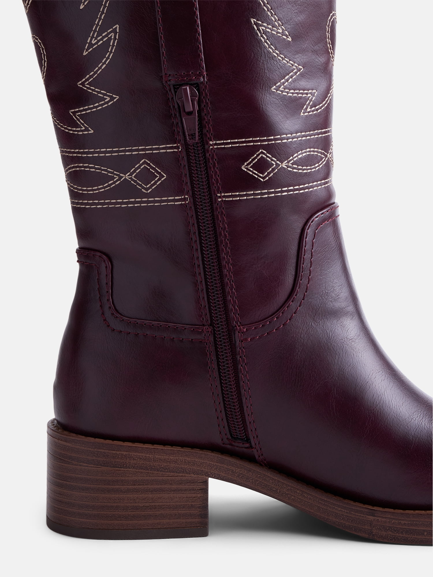 No Boundaries Women's Bird Embroidered Block Heel Boots