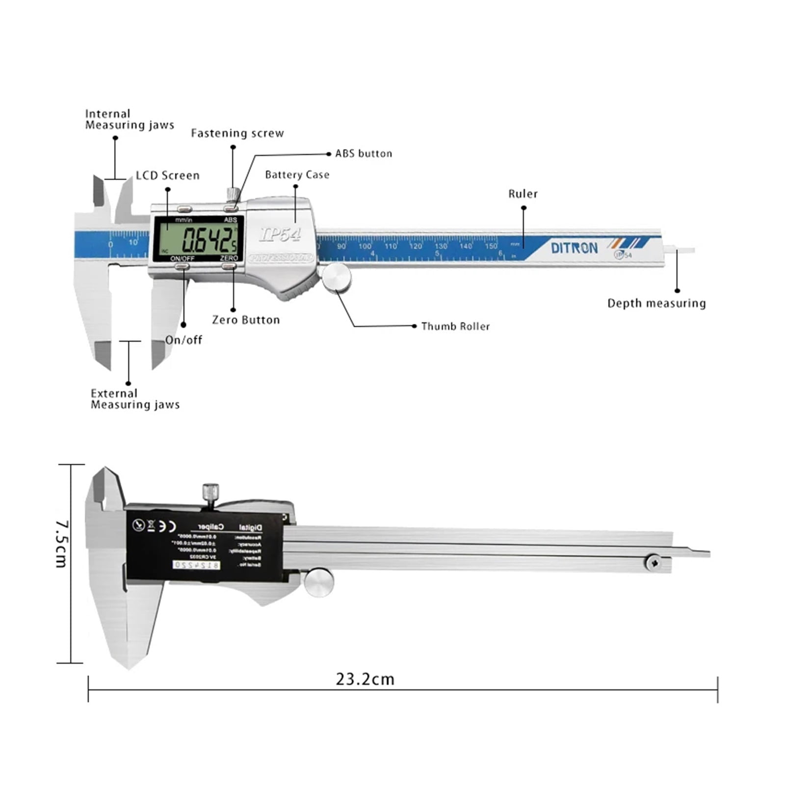 Digital Caliper IP54 150/200/300mm Waterproof Electronic Stainless Vernier Calipers Measuring Tools ,Easy to Use