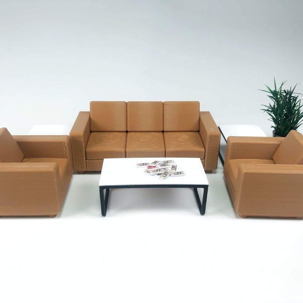 1/18 Scale Diorama Furniture Model Set  Mini Sofa Table & Chairs for Car Garage, Car Showroom Scene Display Model Props Accessory Kit, Workshop Scene Model Toys