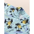 thumbnail image 4 of Inevnen Toddler Boys Hawaiian Outfits Tree Print Lapel Button Shirt + Elastic Waist Shorts, 4 of 6