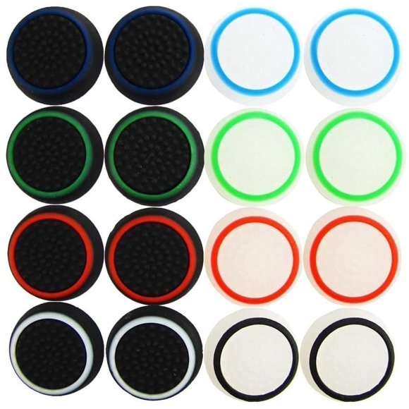 8 Pairs/16 PCS Replacement Silicone Analog Controller Joystick Luminous Thumb Stick Grips Caps Cover for PS4 PS3 PS2 Xbox One/360 Game Controller