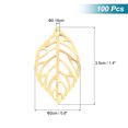 thumbnail image 2 of Uxcell 100Pcs Gold Hollow Leaf Ornaments Pendant, Metal Leaves Crafts for DIY Necklace, 2 of 6