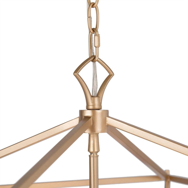 LNC 4-Light Matte Gold and White Modern Cage Chandelier for Kitchen Island