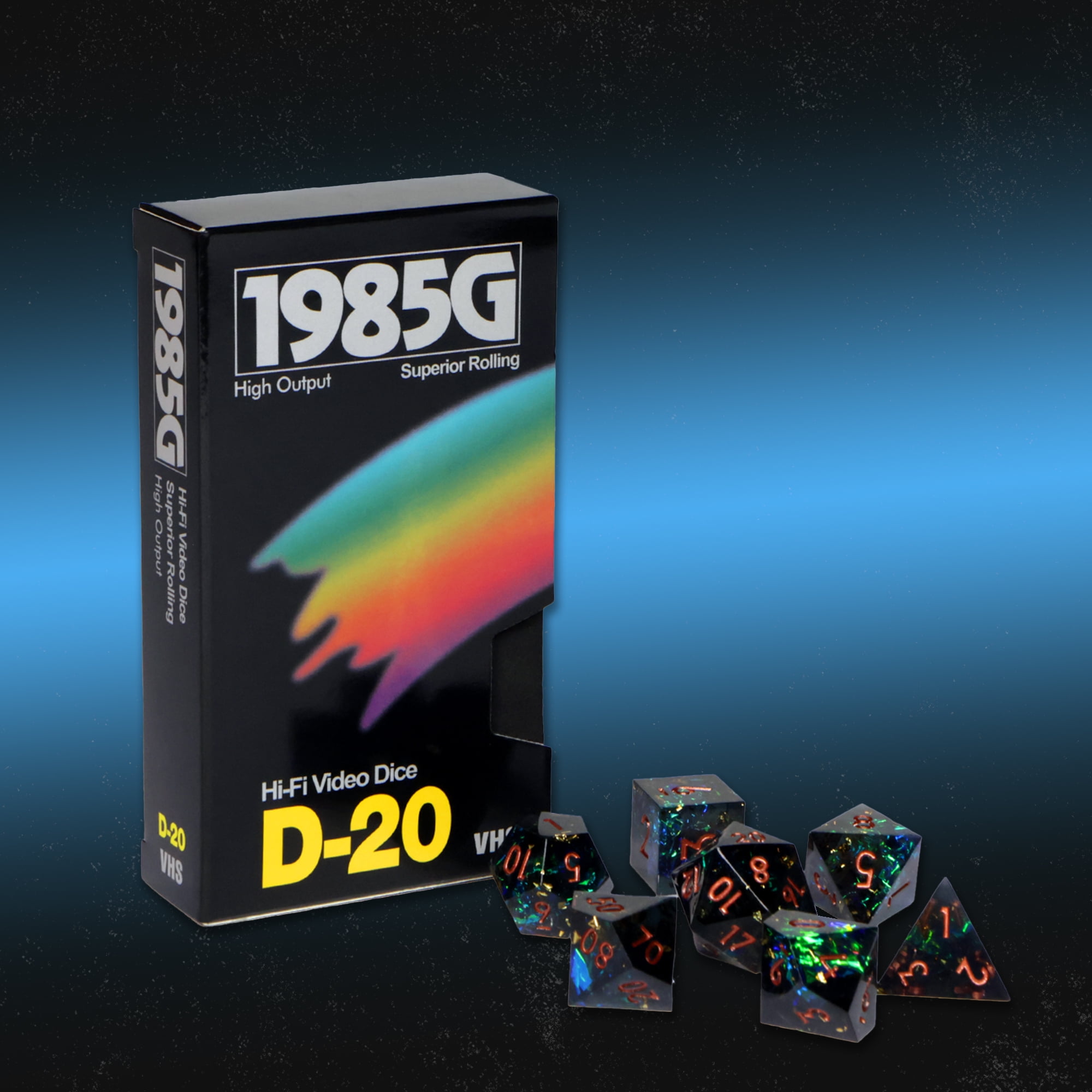 1985 Games Starstorm RPG Dice Set – Polyhedral DND Dice Retro VHS Box