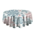 thumbnail image 5 of Blue and Pink Christmas Snowflake Pattern Round Tablecloth 60"x60",Wrinkle Wipeable Table Cloth for Kitchen Dining Room Picnic Patio Party, 5 of 6