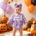 thumbnail image 2 of CAIXIA Baby Girl Halloween Outfit Long Sleeve Plaid Bow Snap Bodysuit Romper Onesie Jumpsuit Stretchy Clothes Casual Dress Up Outfit, 2 of 9