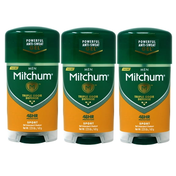 3 Pack - Mitchum Power Gel Anti-Perspirant Deodorant Sport, Triple Odor Defense, 48HR Protection, 2.25 Oz