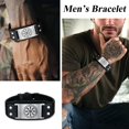 thumbnail image 3 of Bestyle Men's Punk Helm of Awe Leather Bracelets with Adjustable Length, Stainless Steel Viking Rune Norse Symbol Cuff Bracelets for Boys, 3 of 7