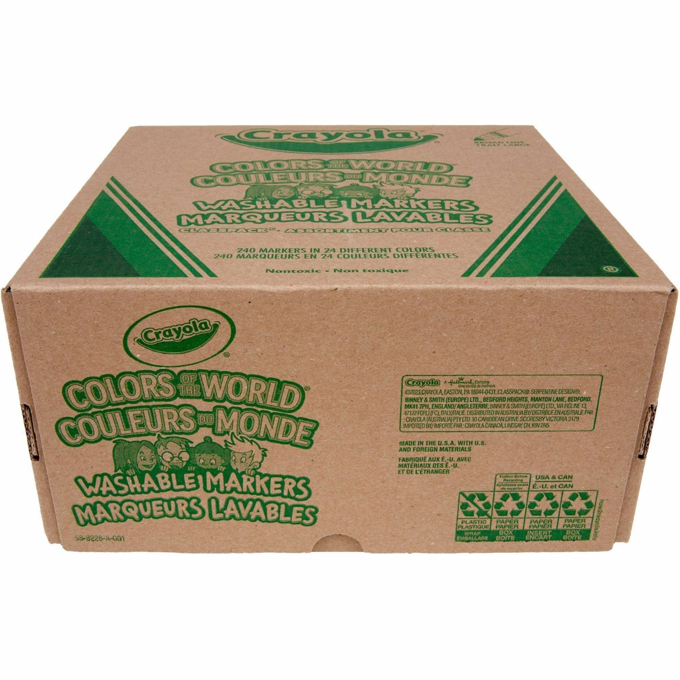 Crayola Colors of the World Washable Markers Classpack, 240 Markers