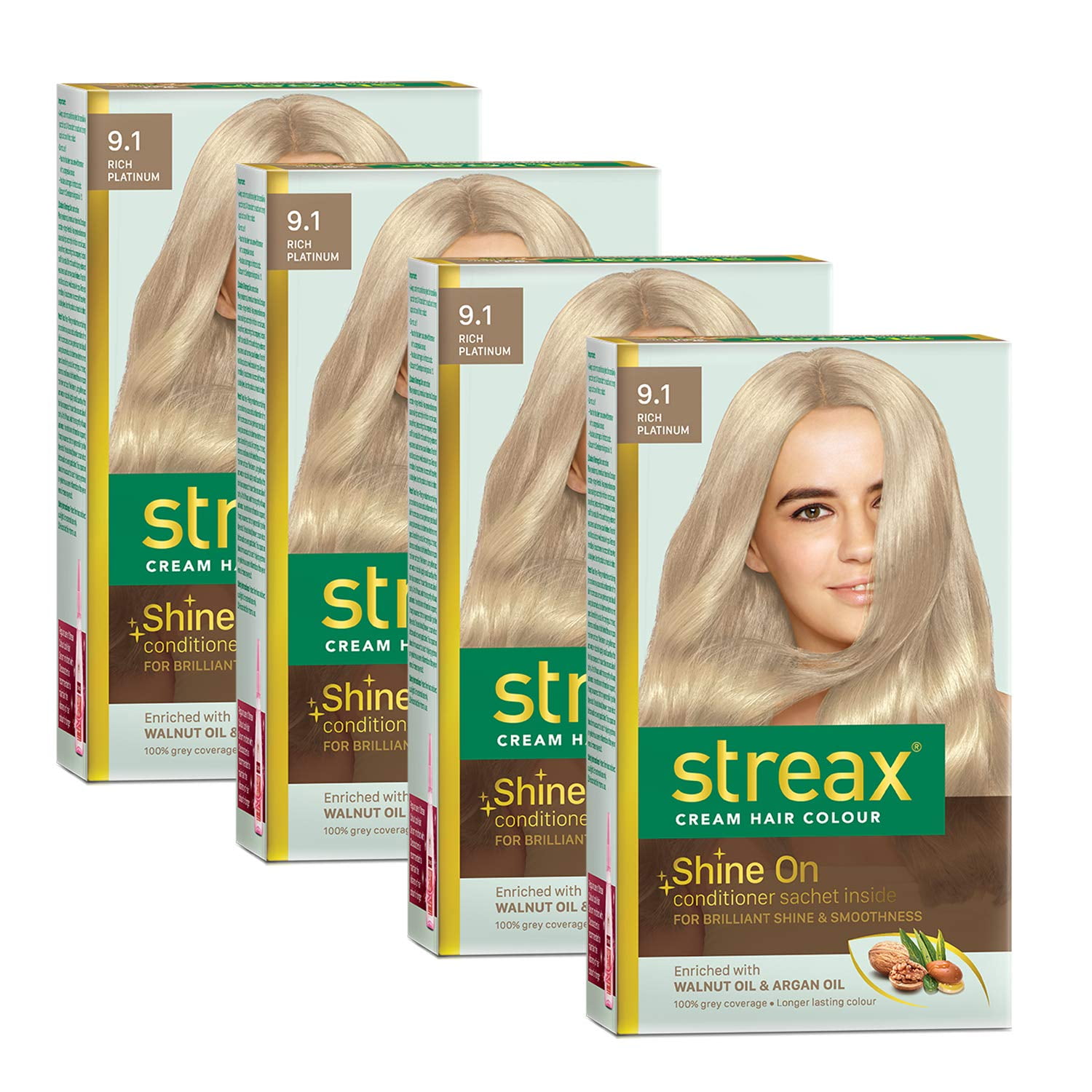 Streax Cream Hair Color for Unisex, 120ml Rich Platinum (Pack of 4) - Streax Cream Hair Color for Unisex, 120ml Rich Platinum (Pack of 4) -