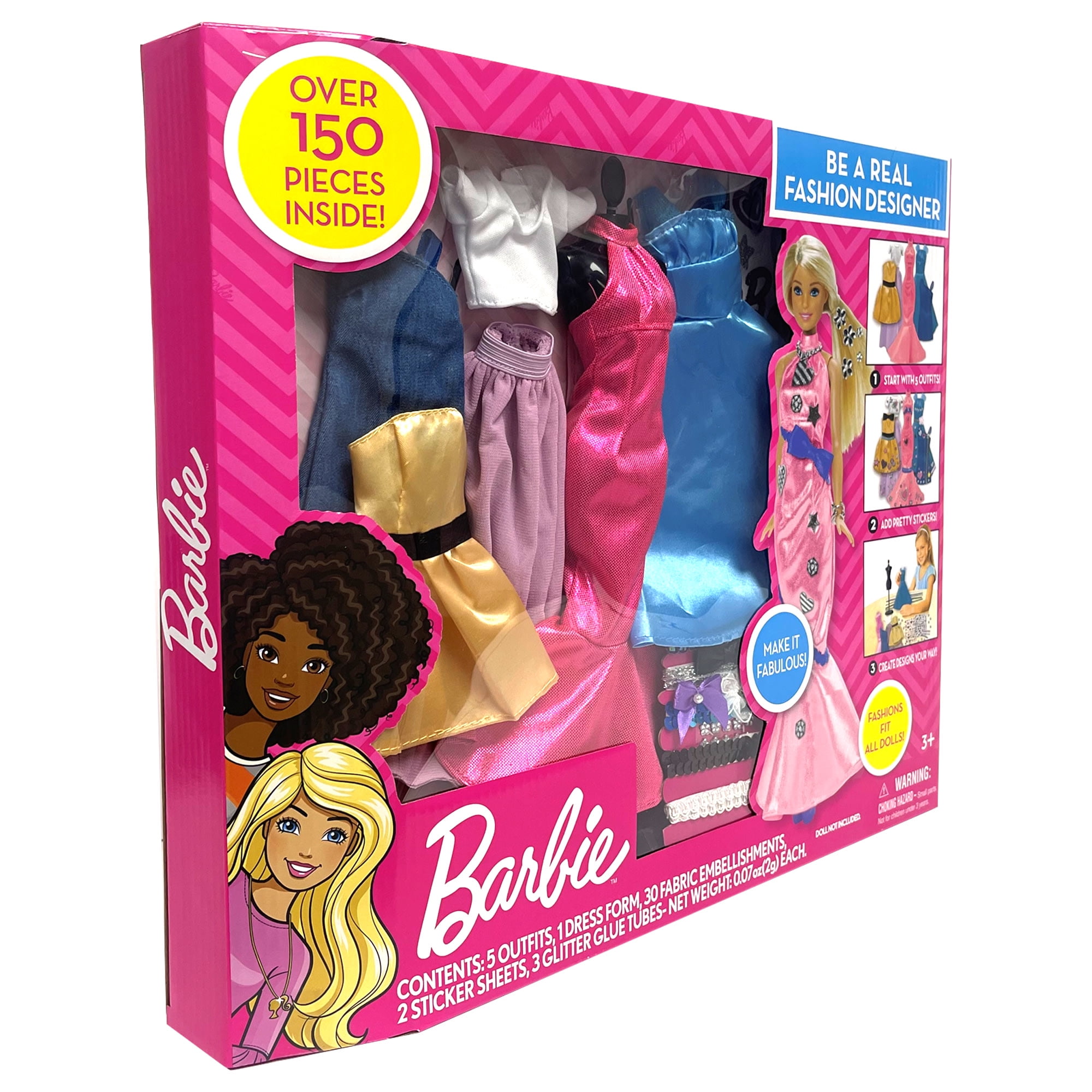 Barbie Be A Real Fashion Designer (Classic) - Design Your Own Barbie Doll Outfits, Over 150 Pieces Inside, 5 Outfit Set, Kids Ages 3+