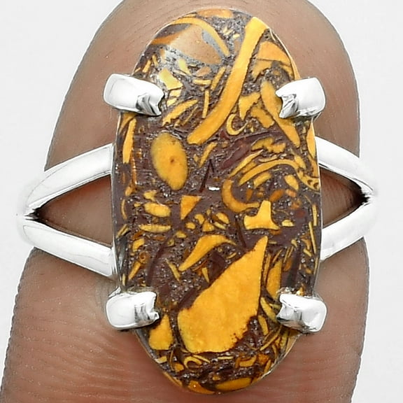 Desiregem Natural Coquina Fossil Jasper - India 925 Silver Adult Women Ring s.7 Jewelry SDR151711