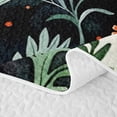 thumbnail image 5 of Homewish Halloween Ghost Quilt King, Botanical Wildflower Leaf King Coverlet Set, Dark Teal Orange, 3 Pieces 1 Bedspread and 2 Pillowcases, 5 of 7