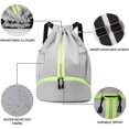 thumbnail image 3 of Mochila con cordón, mochila deportiva para gimnasio con bolsillos de malla, compartimento para zapatos, bolsa de hilo resistente al agua, gris, 3 of 6