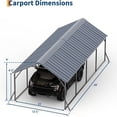 thumbnail image 2 of Riedhoff Metal Carport with Vertical Roof, 11 x 20 x 9 ft, Heavy Duty Steel, Gray, 2 of 8