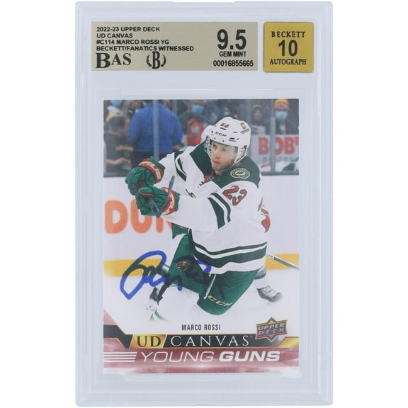 Marco Rossi Minnesota Wild Autographed 2022-23 Upper Deck Series 1 Young Guns Canvas #C114 Beckett Fanatics Witnessed Authenticated 9.5/10 Rookie Card - Fanatics Authentic Certified